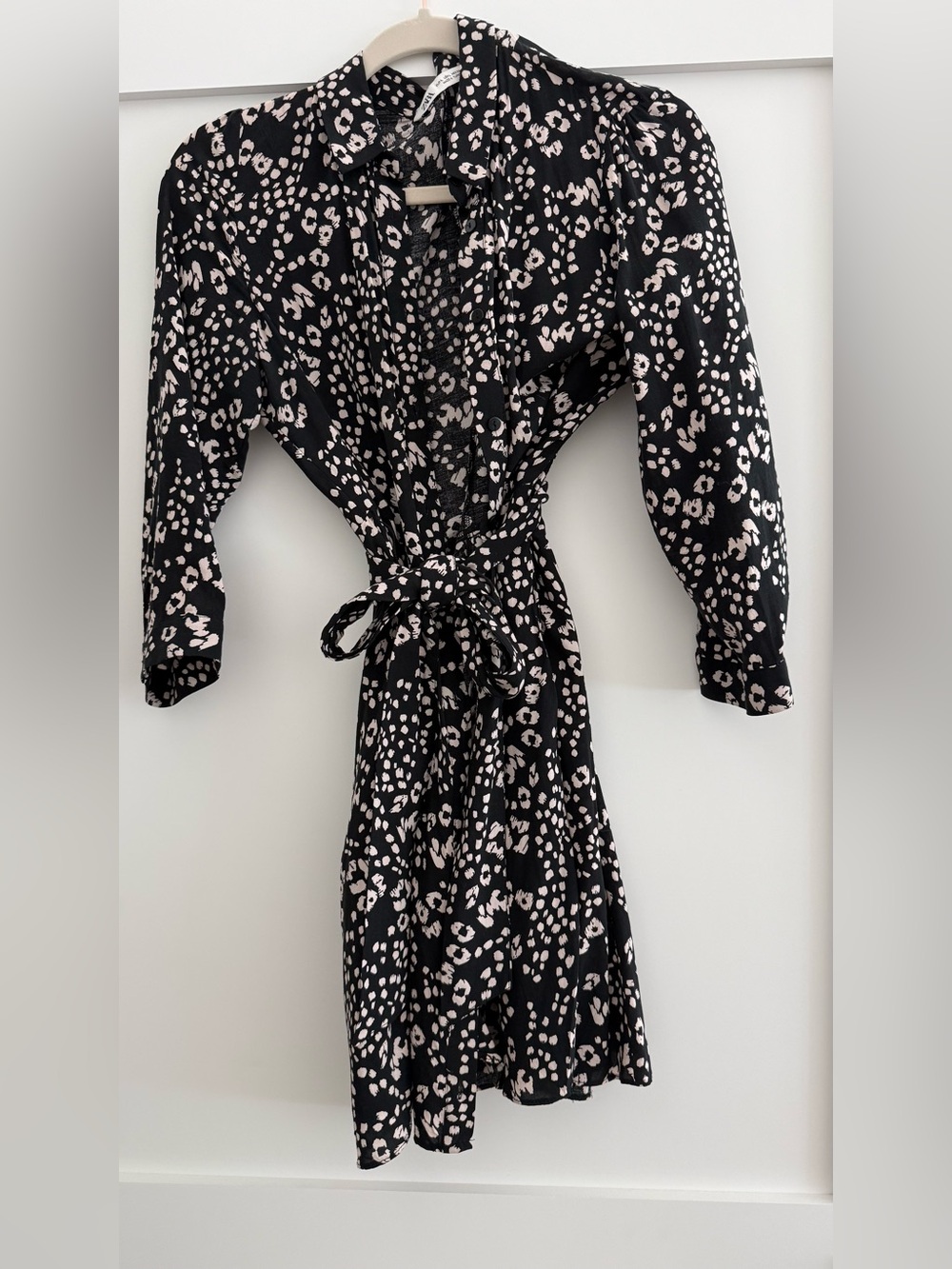 Zara Black Dress with Cream Spot Print